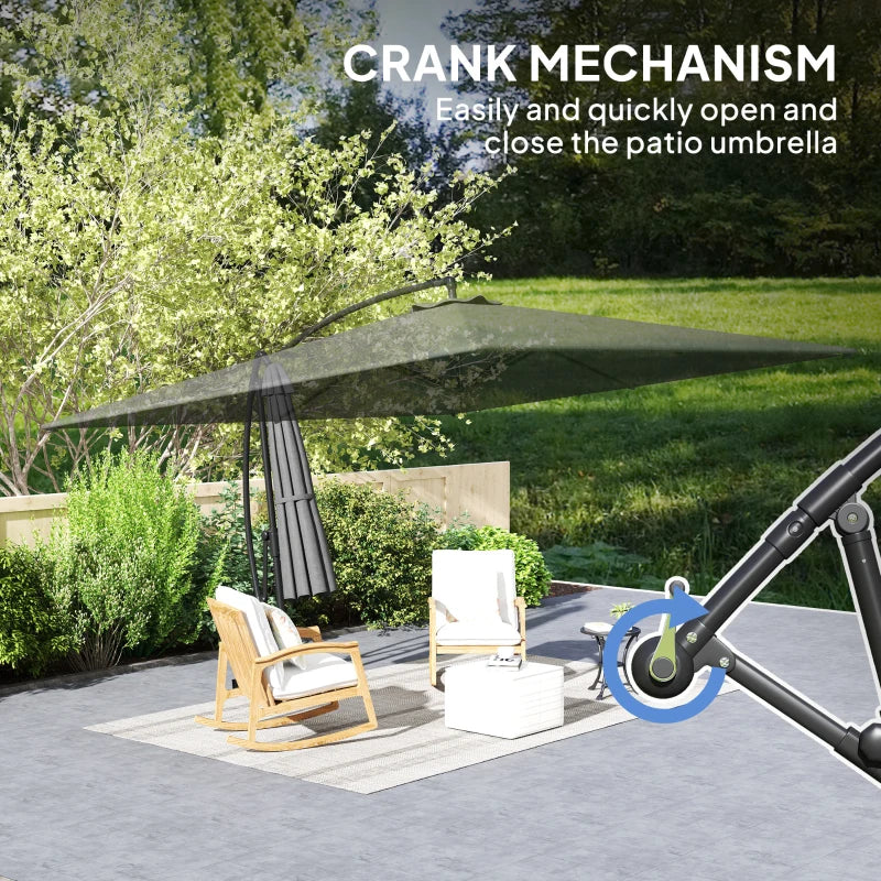 Rectangular Cantilever Parasol 111" x 150.4", Outdoor Garden Umbrella with Adjustable Tilt, UV Protection UPF50+, Grey