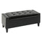 Storage Ottoman Bench, PU Leather Upholstered Bench with Tufted Design, Black
