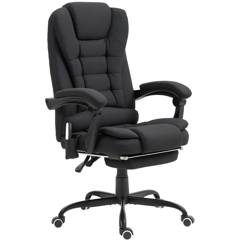 7-Point Vibrating Massage Chair, Reclining Office Chair with Footrest, Reclining Back, Adjustable Height, Black