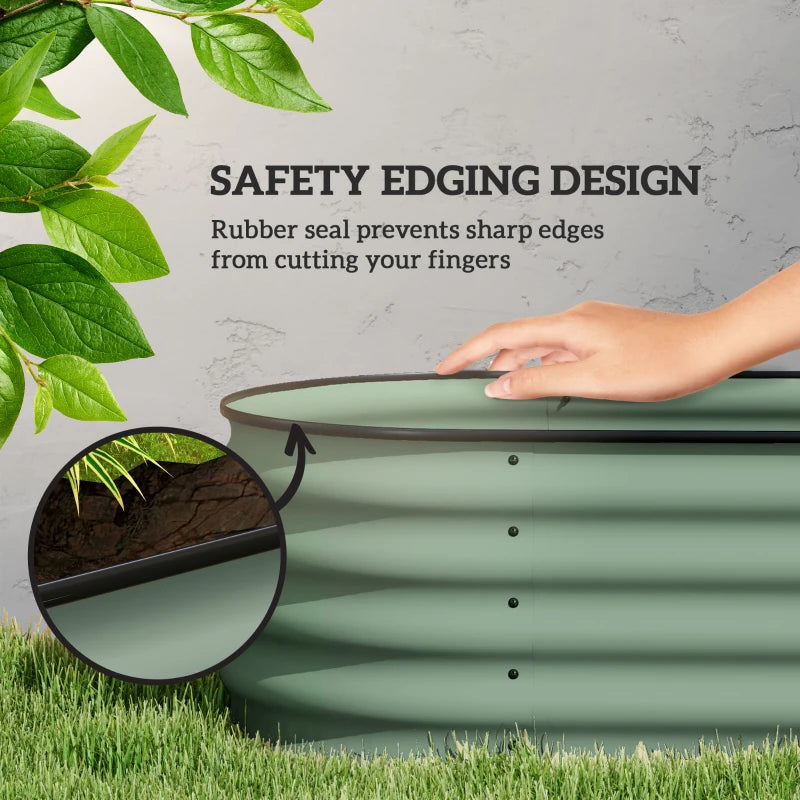 8 x 2 x 1.5 FT Galvanized Steel Raised Garden Bed, Metal Garden Bed Planter Box with Safety Edging, Green