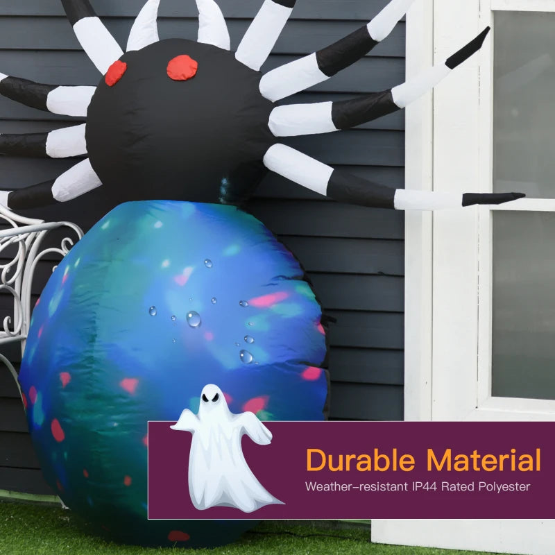 HOMCOM 5ft Long Halloween Giant Scary Spider – LED Lighted Airblown Inflatable Lawn Decoration 