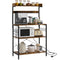Kitchen Baker's Rack with Power Outlet, Coffee Bar Station with Adjustable Shelves and Hooks, Rustic Brown