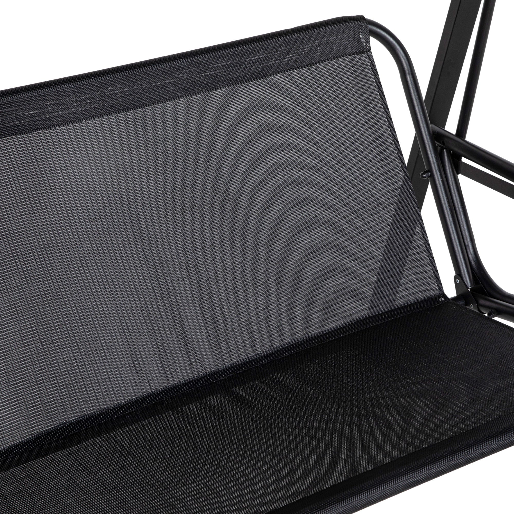 Outsunny Outdoor Porch Swing 2-Seater with Adjustable Canopy, Comfortable Patio Swing Chair for Garden, Poolside, Backyard in Black 