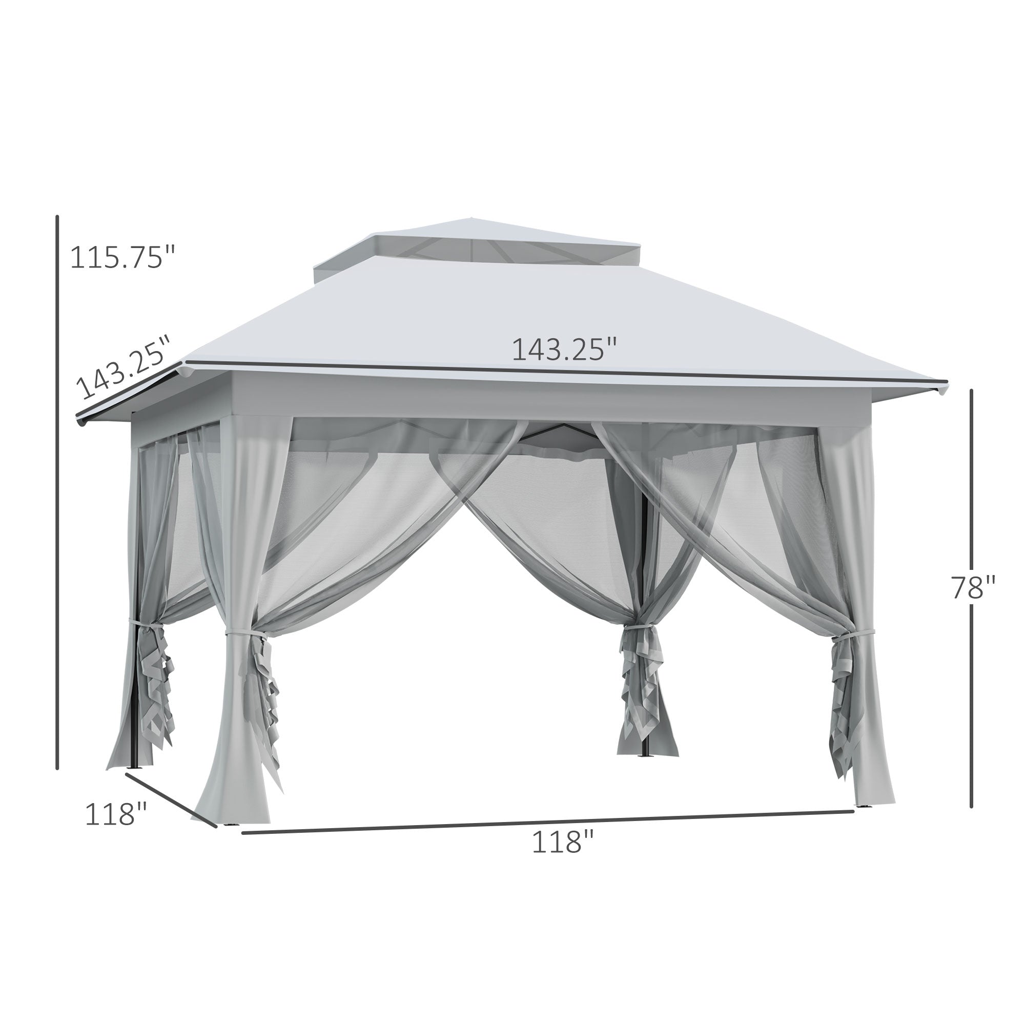 Outsunny 12' x 12' Foldable Pop-up Party Tent Instant Canopy Sun Shade Gazebo Shelter Steel Frame Oxford w/ Roller Bag 
