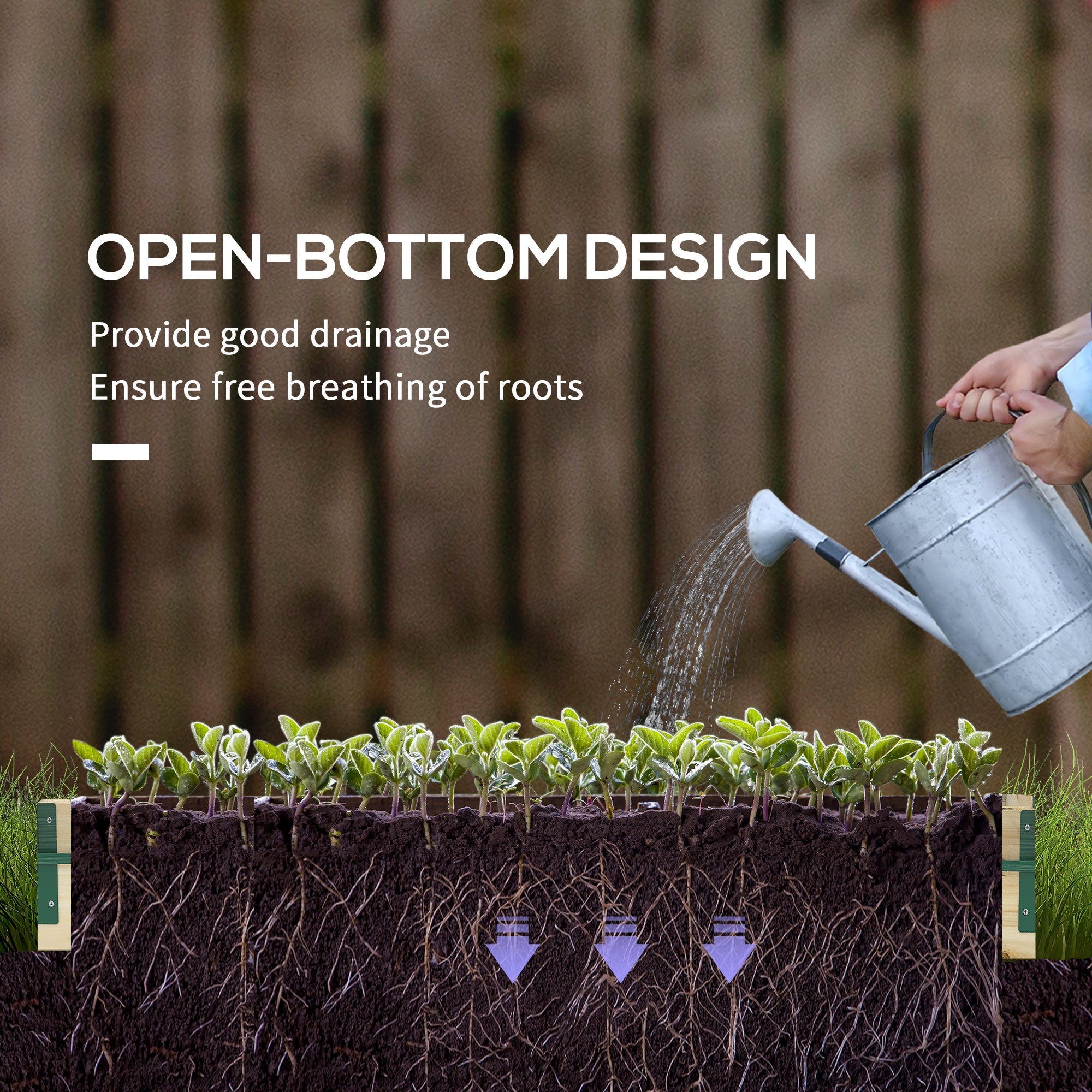 Outsunny 12 Pockets Raised Garden Bed with Greenhouse and Roll Up Windows for Vegetables, Flowers, 4' x 3' x 2', Natural Wood 