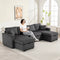 U-Shaped Convertible Sofa Bed with Storage Chaises – Dark Grey Corduroy Sleeper Couch with Pocket Springs & Pillows