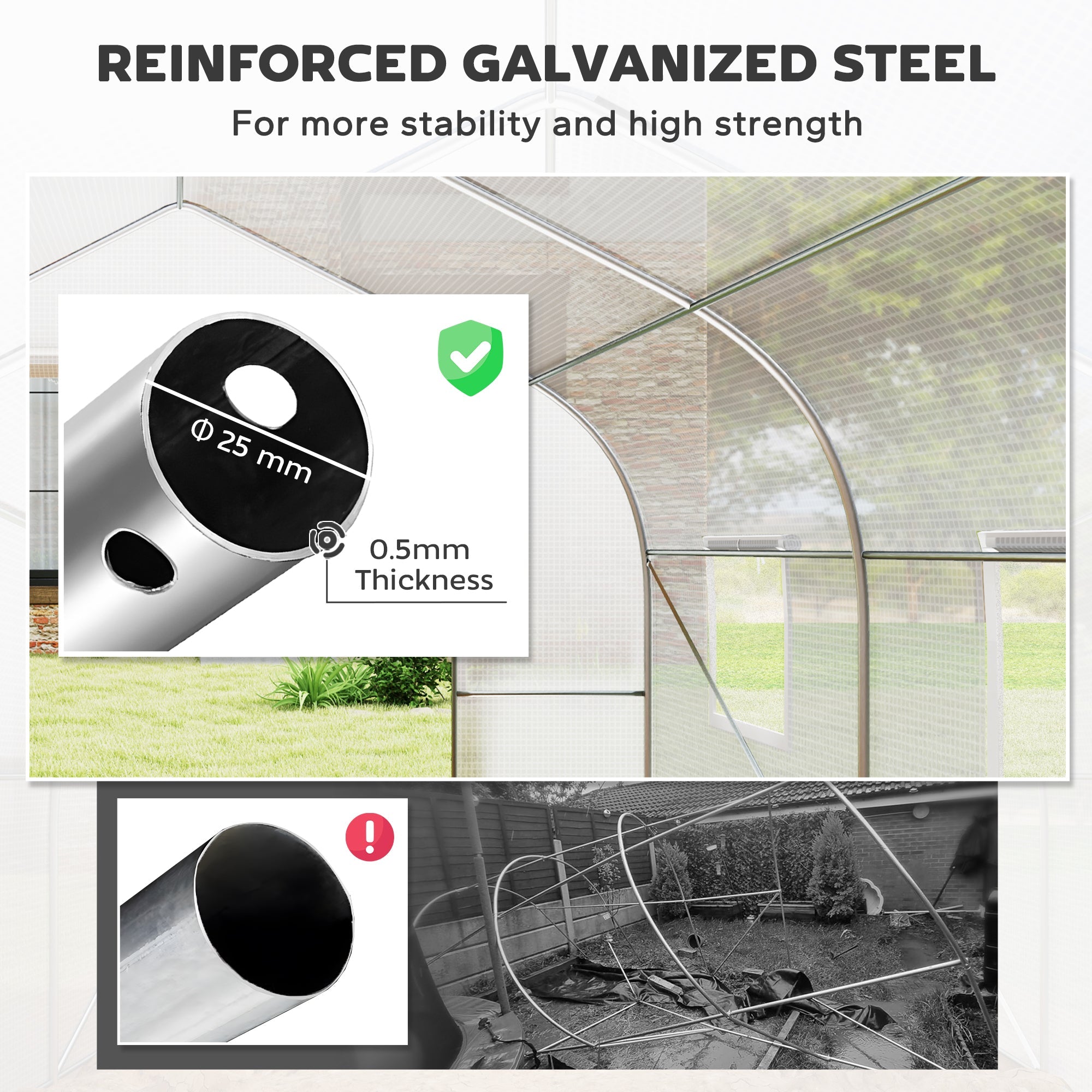Outsunny Walk-in Greenhouse 20x10x7ft Sturdy Outdoor Plant Growth Tunnel Warm Seed Shed with Dual Anchors White 