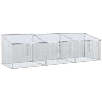 Outsunny Aluminum Cold Frame Greenhouse: Portable Raised Garden Bed with Openable Top, 71x21x20in 