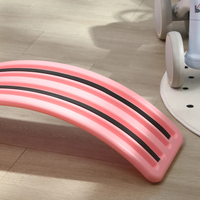 Qaba 32.3" Balance Board, Wobble Board Kids Curvy Rocker Board, Ended Preschool Learning Montessori Waldorf Toy, Pink