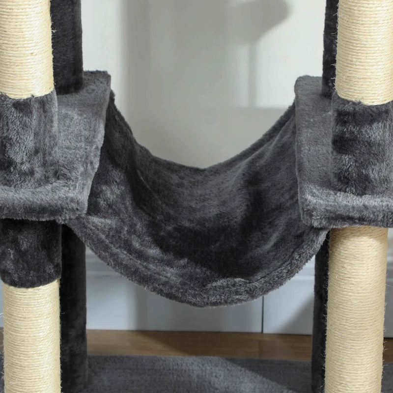 69" Cat Tree, Multi-Level Cat Tower with 2 Condos, Plush Perch and Sisal Scratching Posts, Dark Grey