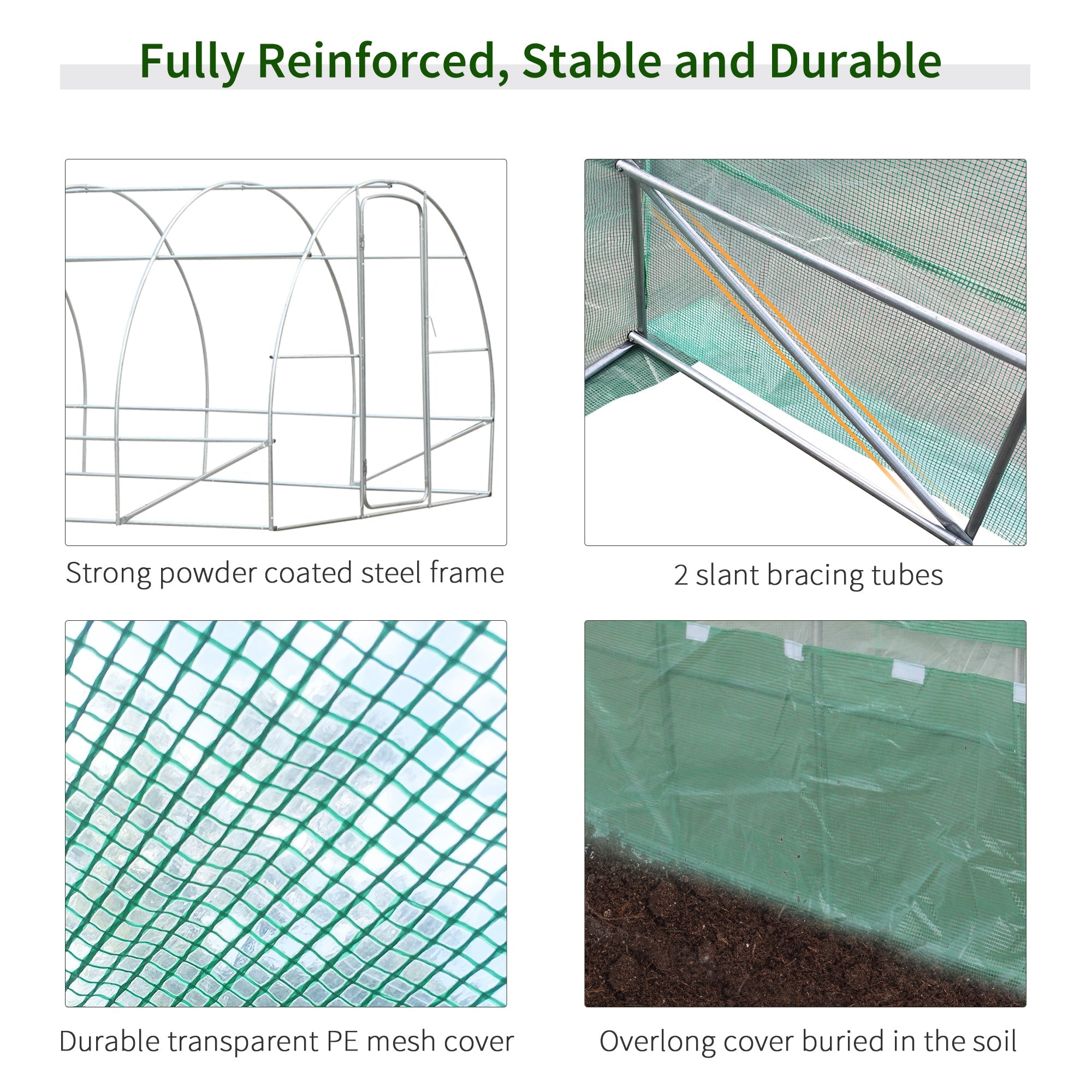 Outsunny Greenhouse Grandeur: Heavy Duty 20x10x6.6ft Outdoor Walk-in Tunnel Greenhouse w/ PE Cover, Portable Garden Plant House, Green 
