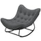 Outdoor Rocking Chair, Oversized Patio Egg Chair with Padded Cushion, Rattan Wicker for Indoor, Backyard, Dark Grey