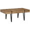 Rustic Coffee Table, Rectangle Nature Central Table with Steel Hairpin Legs for Living Room