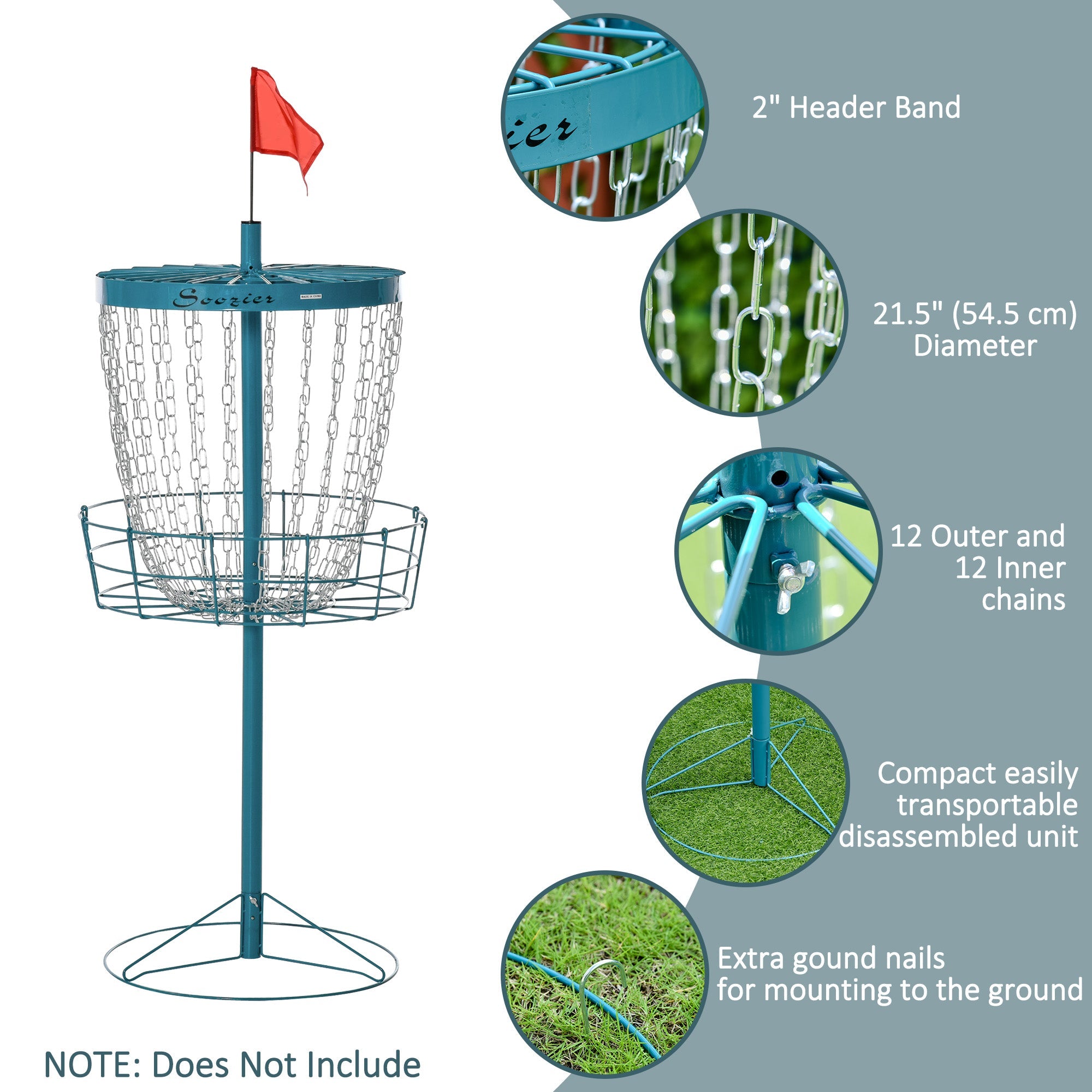 Soozier 24-Chain Portable Practice Basket for Disc Golf Target Stand Easy Assembly & Lightweight Basket w/ Carry Bag Navy Blue 