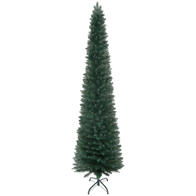 HOMCOM 7FT Artificial Christmas Tree Xmas Pencil Tree Holiday Home Indoor Decoration with Foldable Black Stand for Party, Green 