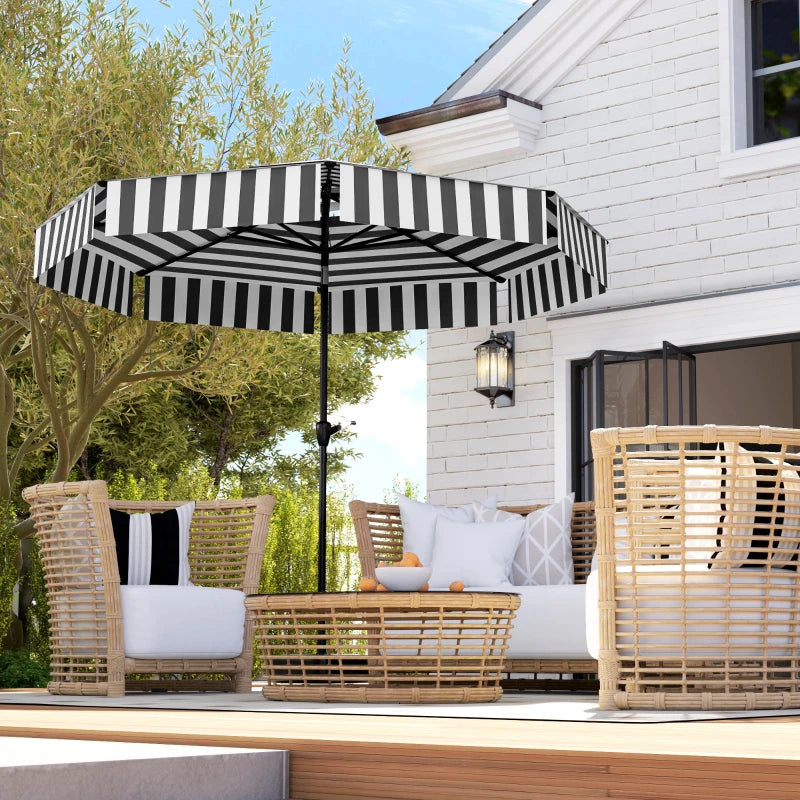 8.6 ft Patio Umbrella, UPF 30+ Outdoor Market Table Umbrella Parasol with 2-Tier Vent, Crank, 8 Ribs, Tilt, Black