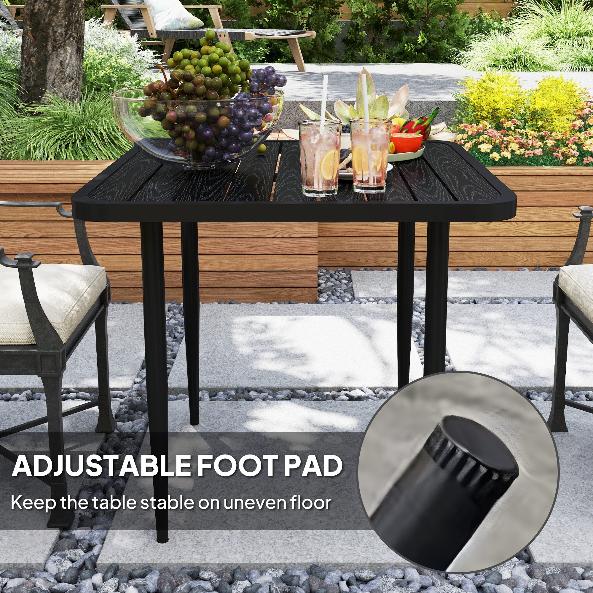Outsunny 31.5" Patio Dining Table for 4, Metal Square Outdoor Table for Garden, Lawn, Backyard, Black 
