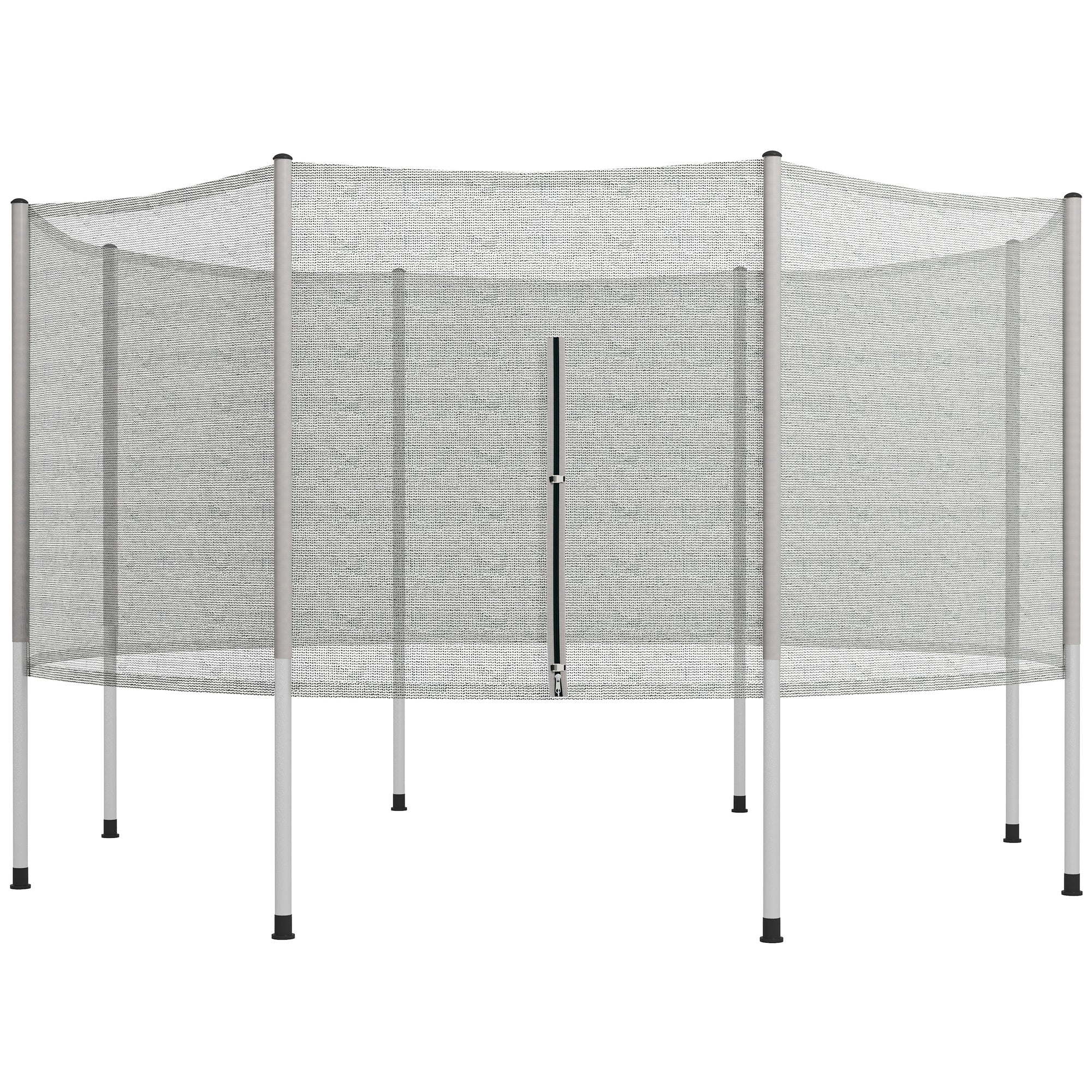 Soozier 14FT Enclosure Trampolining Bounce Safety Accessories Trampoline Net with 8 Poles, Grey 