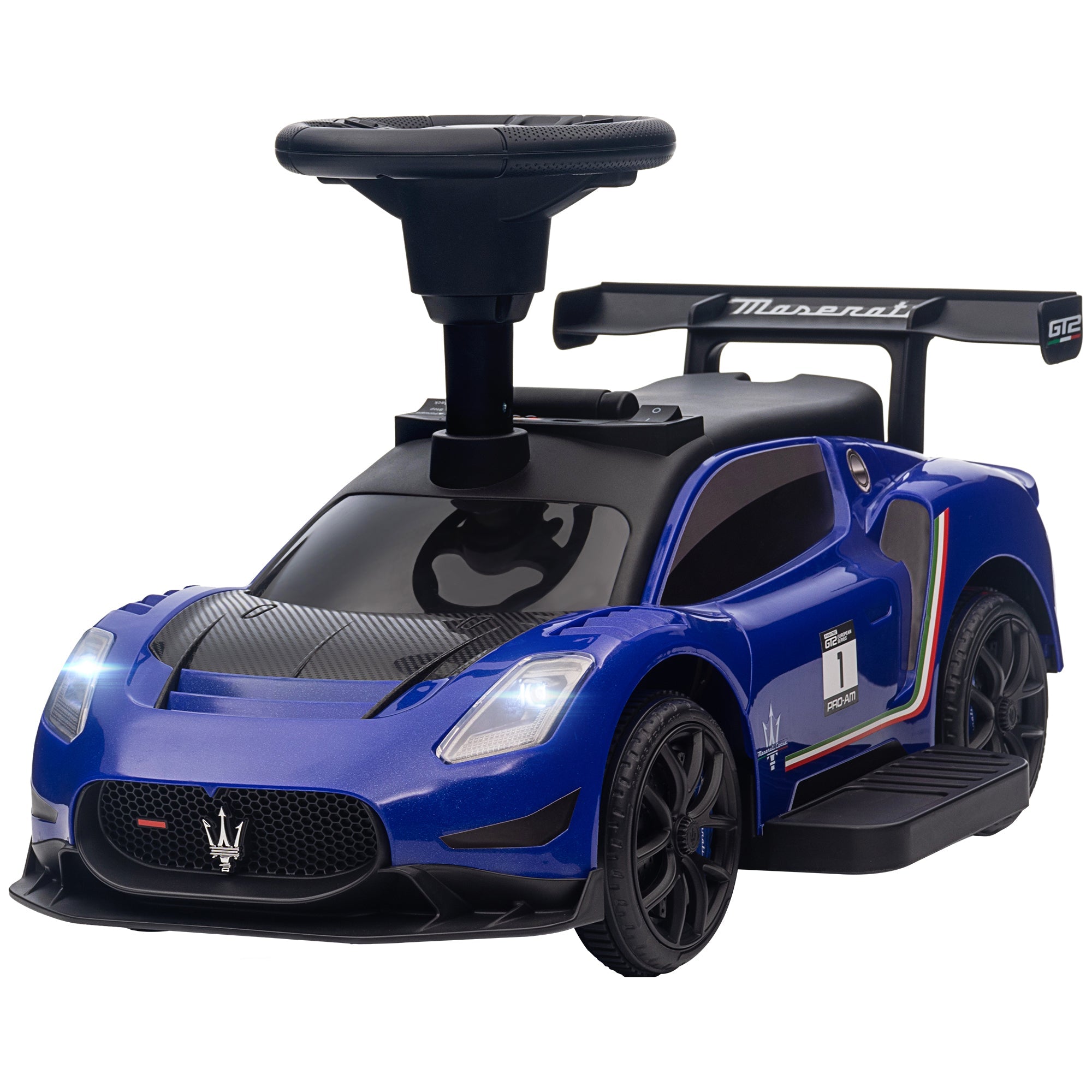 Qaba 6V Maserati GT2 Licensed Electric Car for Kids, Ride on Car with Under Seat Storage, LED Headlights Music, Blue 
