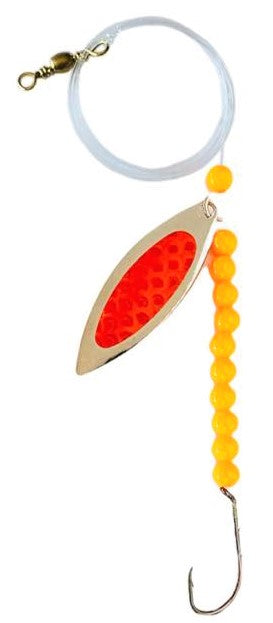 Solid Orange Beads Willow Leaf Spinner – Orange Demon Blade Lure 