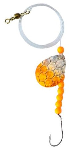 Single Hook Colorado Spinner – Orange Scale Blade Lure 