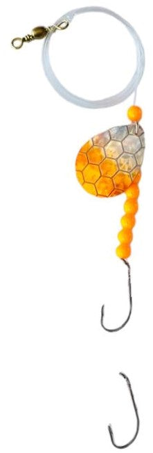 Double Hook Colorado Spinner – Orange Scale Blade Lure 