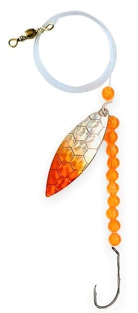 Transparent Orange Beads Willow Leaf Spinner – Orange Scale Blade Lure 