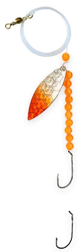 Transparent Orange Beads Willow Leaf Spinner – Orange Scale Blade Lure 