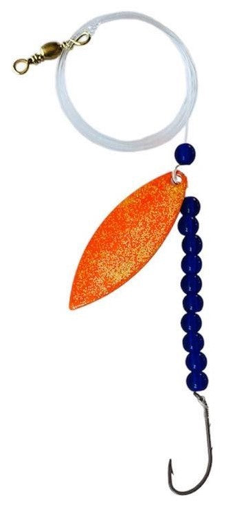 Transparent Purple Beads Willow Leaf Spinner – Orange Speckle Blade Lure 