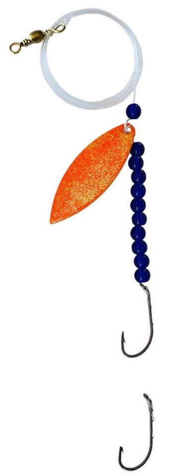 Transparent Purple Beads Willow Leaf Spinner – Orange Speckle Blade Lure 