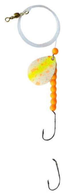 Double Hook Colorado Spinner – Yellow Speckled Blade Lure 