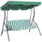 Outsunny 3-Seat Patio Swing Chair, Outdoor Porch Swing Glider with Adjustable Canopy, Removable Cushion, and Weather Resistant Steel Frame, for Garden, Poolside, Green & White
