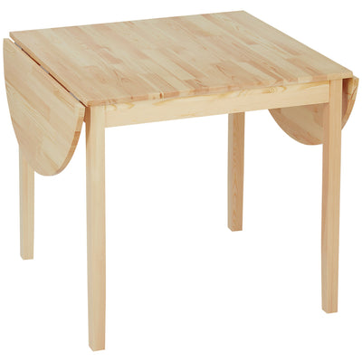 HOMCOM Natural Solid Wood Kitchen Table Drop Leaf Folding Dining Table for Small Spaces Natural Finish 
