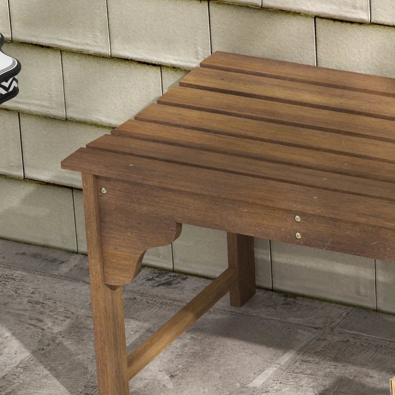 Wooden Garden Bench, Patio Double Park Bench with Slatted Seat, Front Porch Backless Bench, Teak