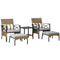 Outsunny Garden Furniture Set 5PC Rattan with Armchairs Stools & Steel Tabletop Khaki