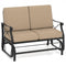 Outdoor 2-Person Glider Rocking Chair Loveseat with Thick Cushions and Metal Frame-Brown