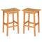 Outdoor Acacia Wood Bar Stools Set of 2 with PE Rattan Seats and Backrests