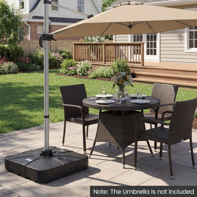Outdoor Cantilever Umbrella Base Square Water and Sand Fillable Base-34 Inches