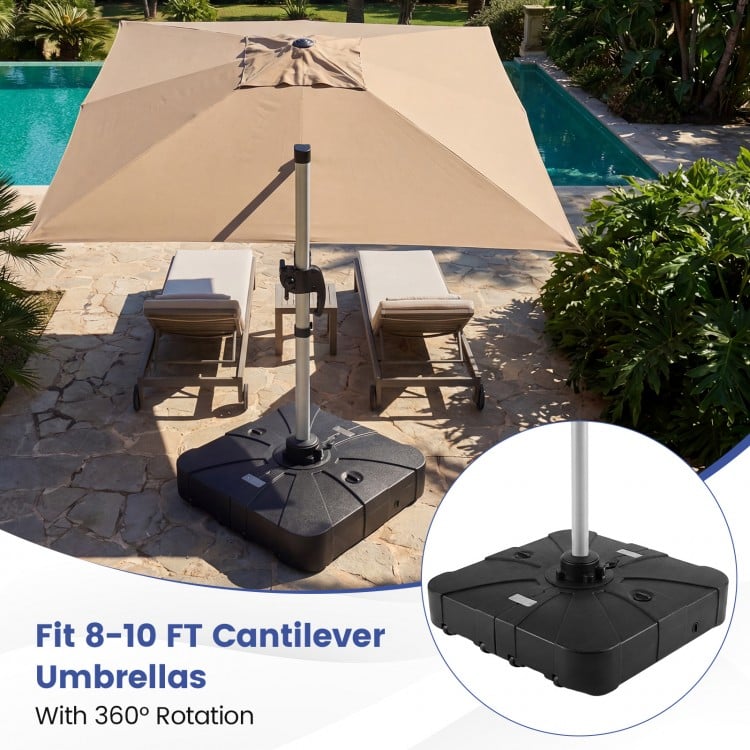 Outdoor Cantilever Umbrella Base Square Water and Sand Fillable Base-34 Inches