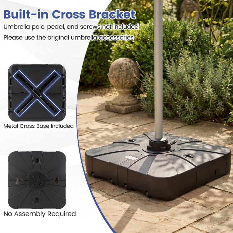 Outdoor Cantilever Umbrella Base Square Water and Sand Fillable Base-35 Inches