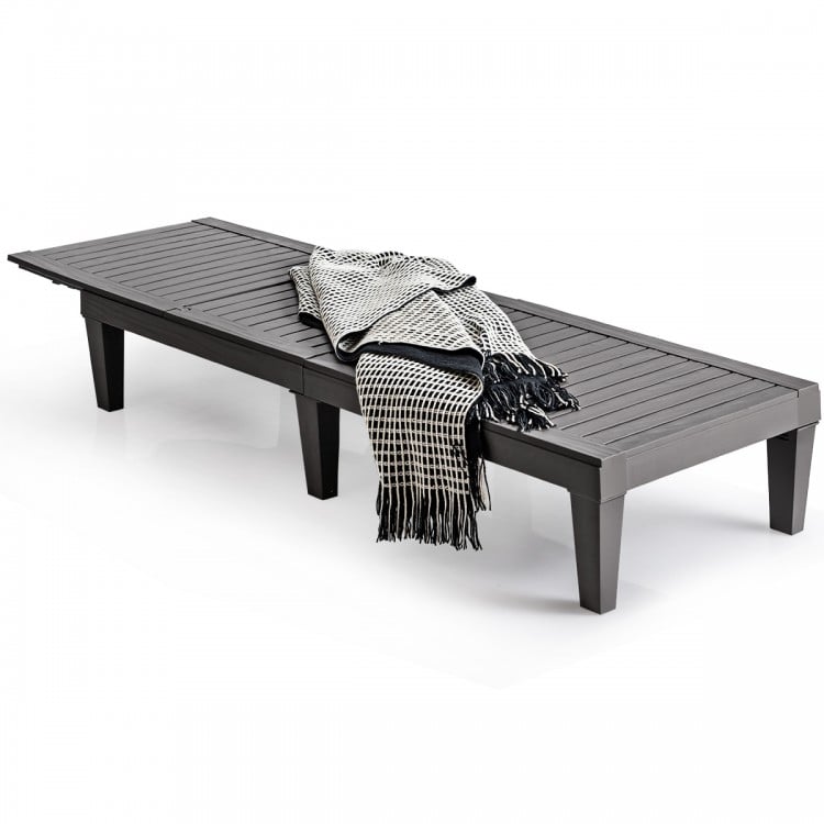 Outdoor Chaise Lounge Chair with 5 Positions Adjustable Backrest-Grey