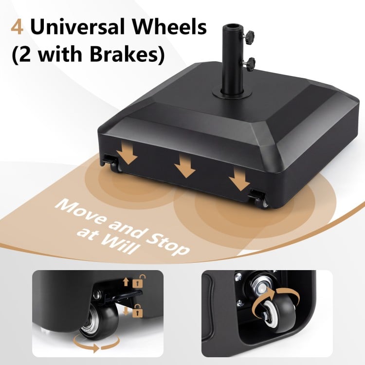 Outdoor Fillable Umbrella Base with Wheels Water Sand Weighted Umbrella Stand