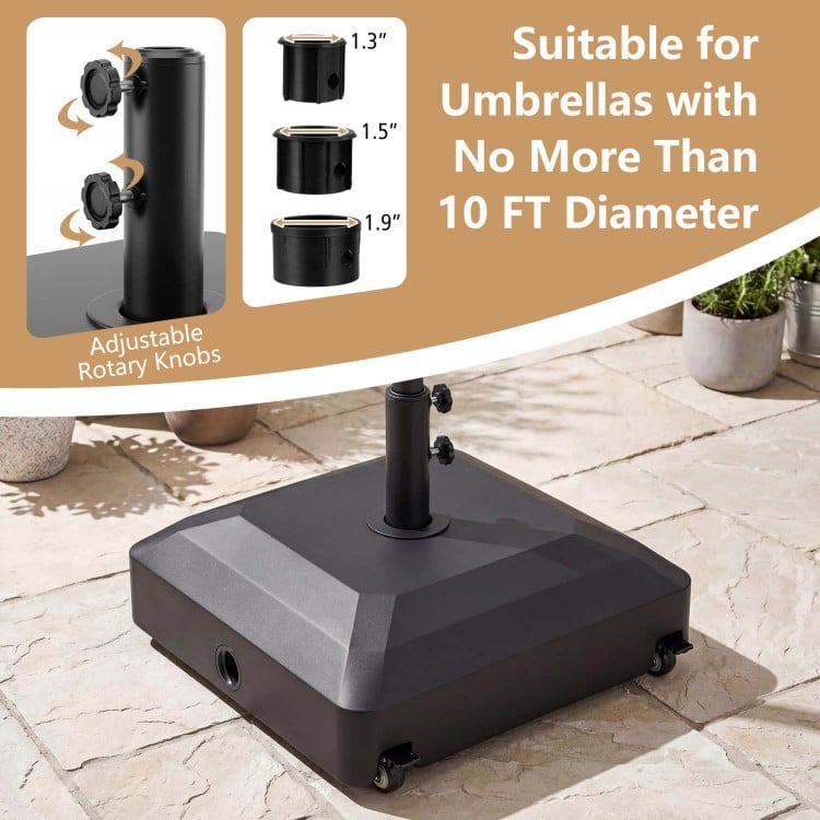 Outdoor Fillable Umbrella Base with Wheels Water Sand Weighted Umbrella Stand