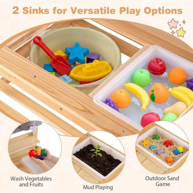 Outdoor Kids Mud Kitchen with Extended Tabletop and Water Tank