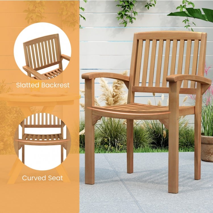 Outdoor Patio Chair with Slatted Seat and Curved Seat