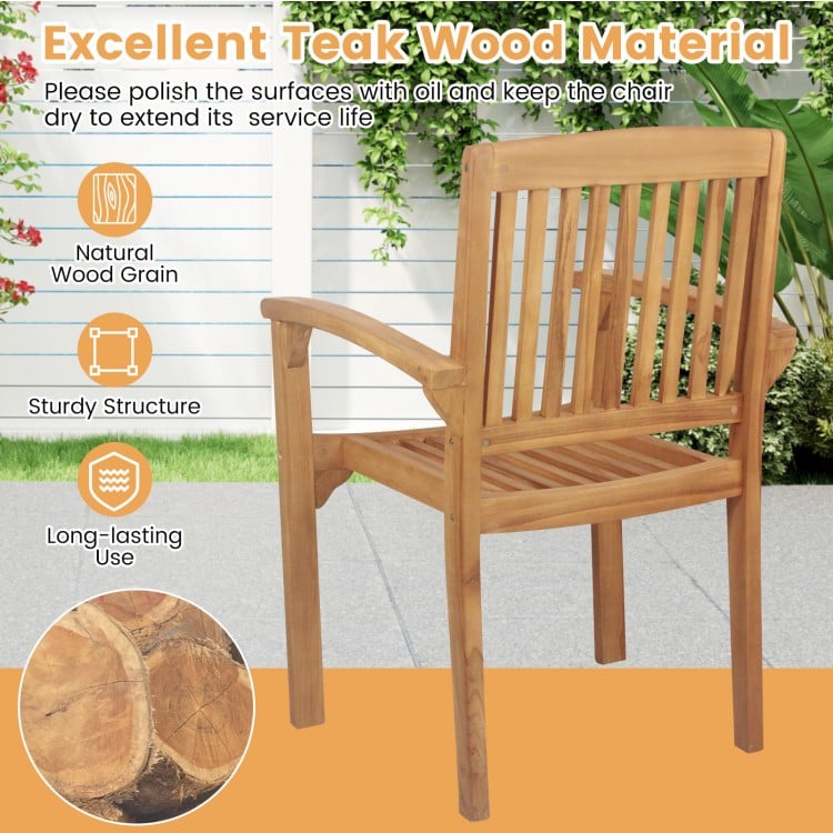 Outdoor Patio Chair with Slatted Seat and Curved Seat