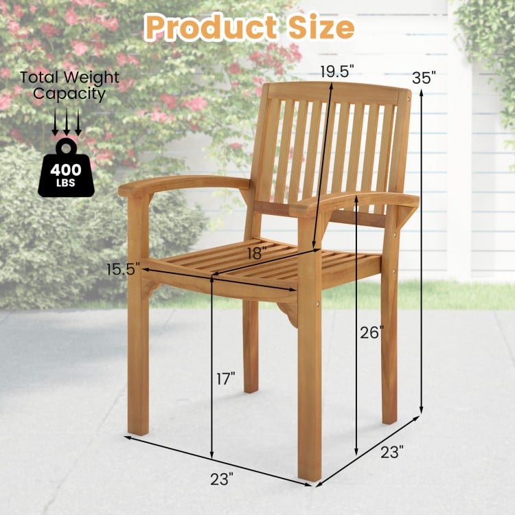 Outdoor Patio Chair with Slatted Seat and Curved Seat