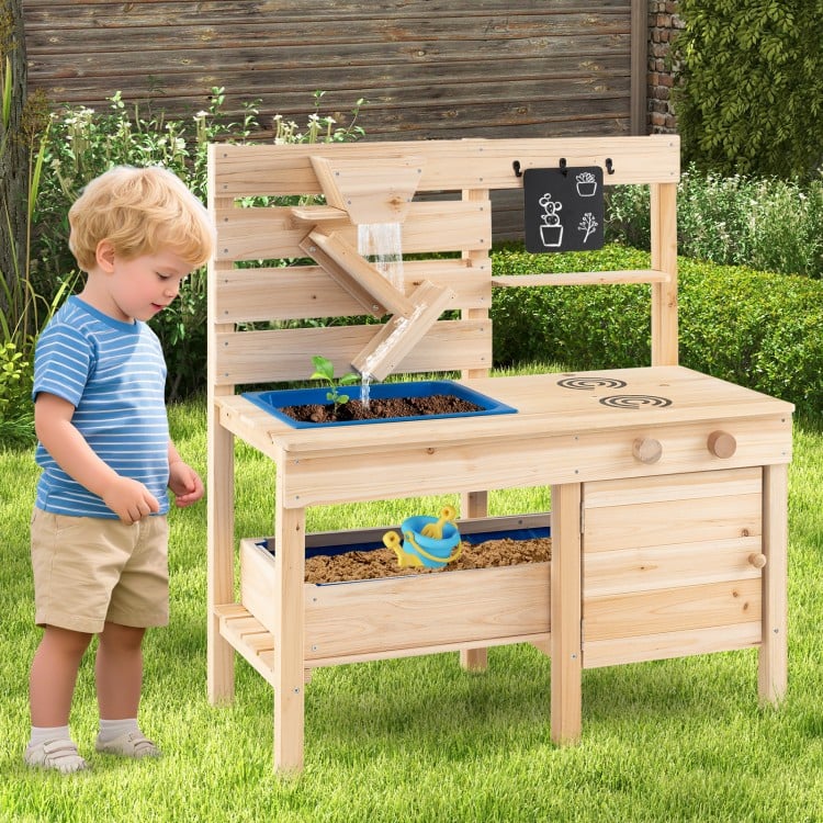 Outdoor Play Pretend Kitchen with Detachable Sandbox and Removable Sink