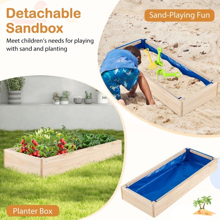 Outdoor Play Pretend Kitchen with Detachable Sandbox and Removable Sink