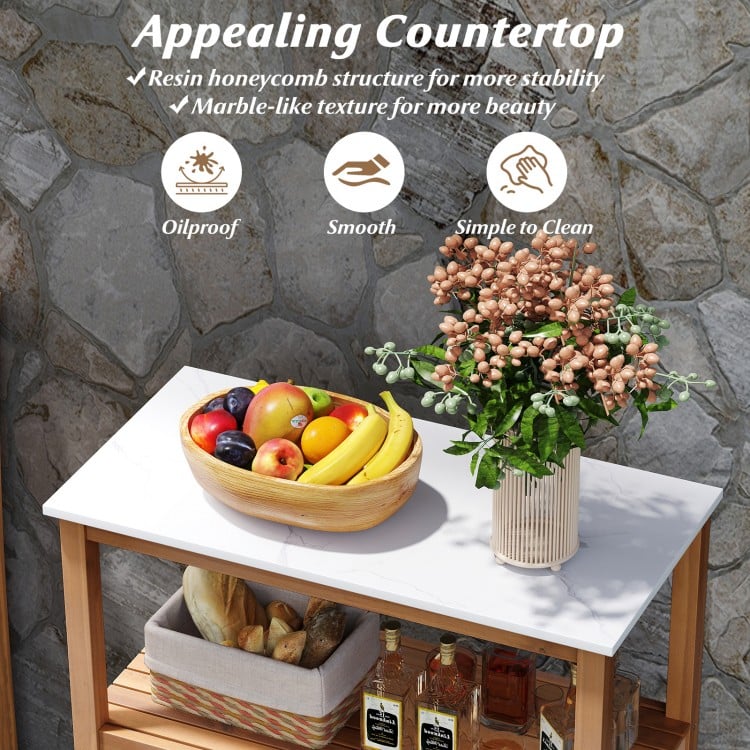 Outdoor Potting Bench Acacia Wood Garden Potting Table Planting Work Bench Station with Louvered Doors